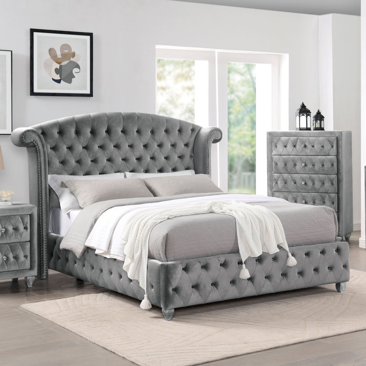 Gracewood hollow stanford contemporary 2024 tufted wingback bed